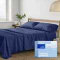 THREAD SPREAD Cotton Full Size Sheet Sets - 100% Egyptian 400 Thread Count 4 Piece 100% Cotton Bed Sheets, 16” Deep Pocket Ful Sheets Cotton, Soft, Cooling Full Sheet, Luxury Hotel Sheets (Navy Blue)