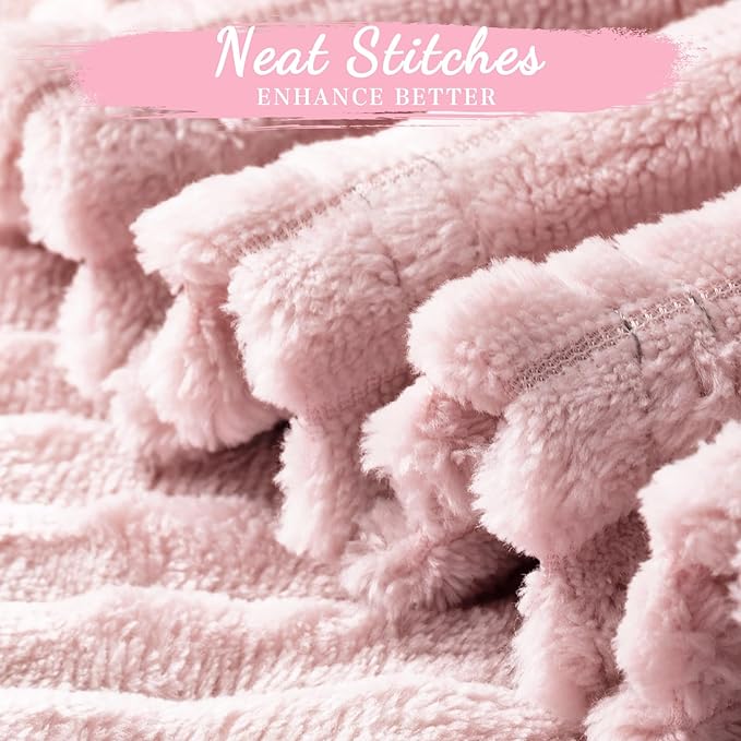 Buryeah Flannel Throw Blanket Bulk 50 x 60 in Sleepover Blanket Outdoor Wedding Throw Lightweight, Oeko-tex Standard 100 Certified for Sofa Homeless Gifts(Light Pink)
