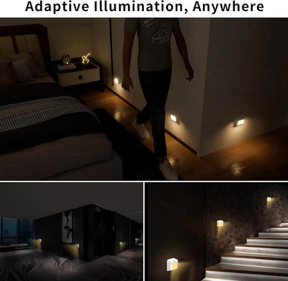 Group-Control Motion Sensor Night Light -Wireless Sync, 2200mAh Rechargeable Battery, 150LM/75LM Adjustable Brightness, 25s Auto-Off, Magnetic Mounting for Hallway/Stairs/Bedrooms（3 Pack）