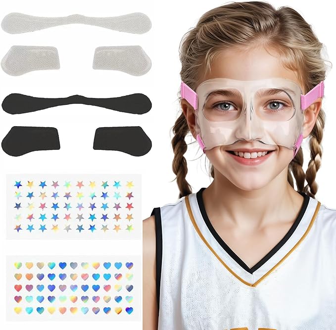 WR01B Girls Nose Guard for Broken Nose Adjustable Basketball Soccer Sports Face Mask with Padding for Youth Teens