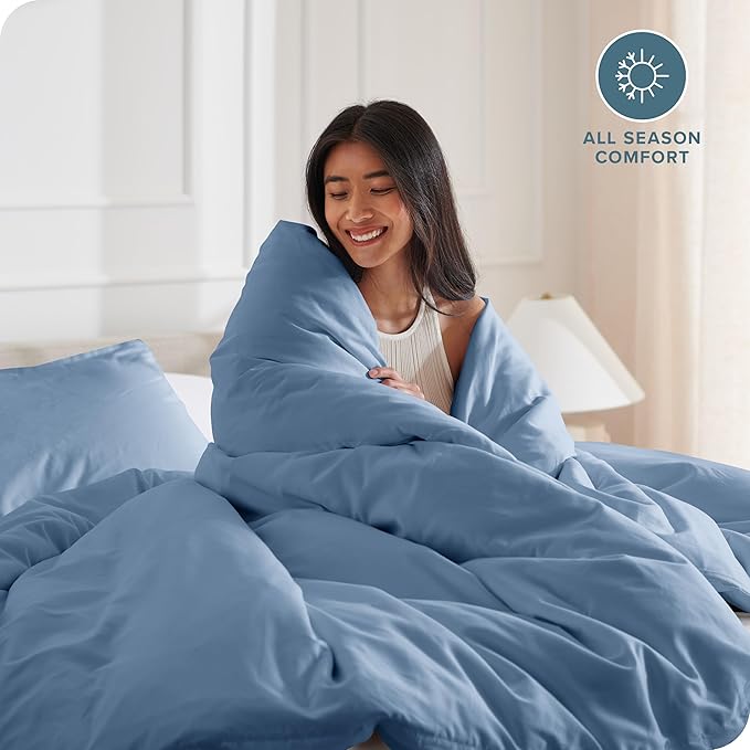 Bare Home Bedding Duvet Cover Extra Long Size - Premium 1800 Super Soft - Lightweight, Cooling Duvet Cover - Soft Breathable Bedding (Twin/Twin XL, Coronet Blue)