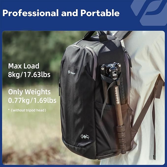 Fotopro 59” Carbon Fiber Travel Tripod, 2 in 1 Lightweight Monopod Tripods, Professional Compact Tripod for DSLR Camera, Load up to 17.6lbs(8kg)