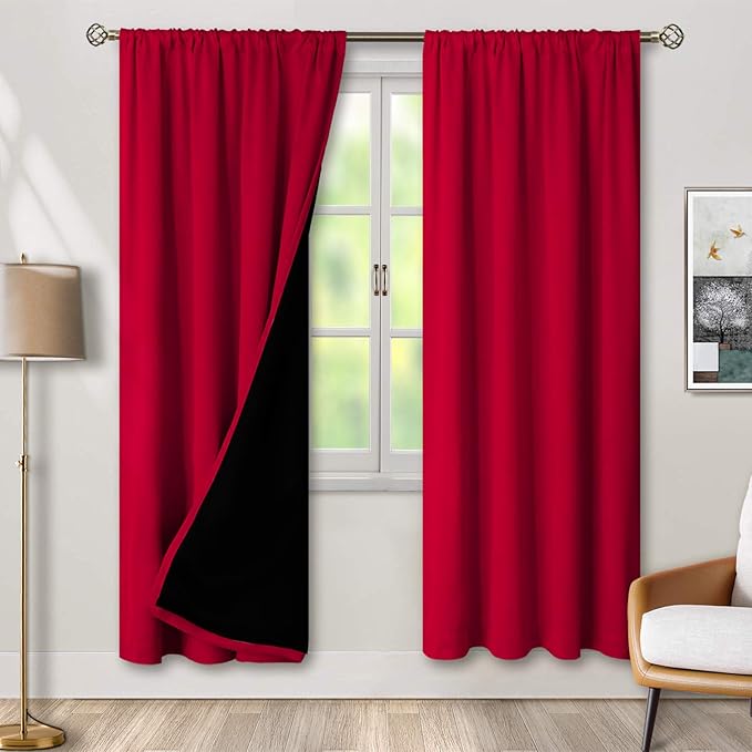 BGment Blackout Curtains for Living Room 72 Inch Long, Thermal Insulated Bedroom Curtains Rod Pocket Full Room Darkening Drapes, Each Window Curtains 2 Panels, 42 Wide, Red