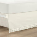 Lush Decor Boho Fringe 15-Inch Tailored Drop Easy Fit Bedskirt, Queen, Off-White