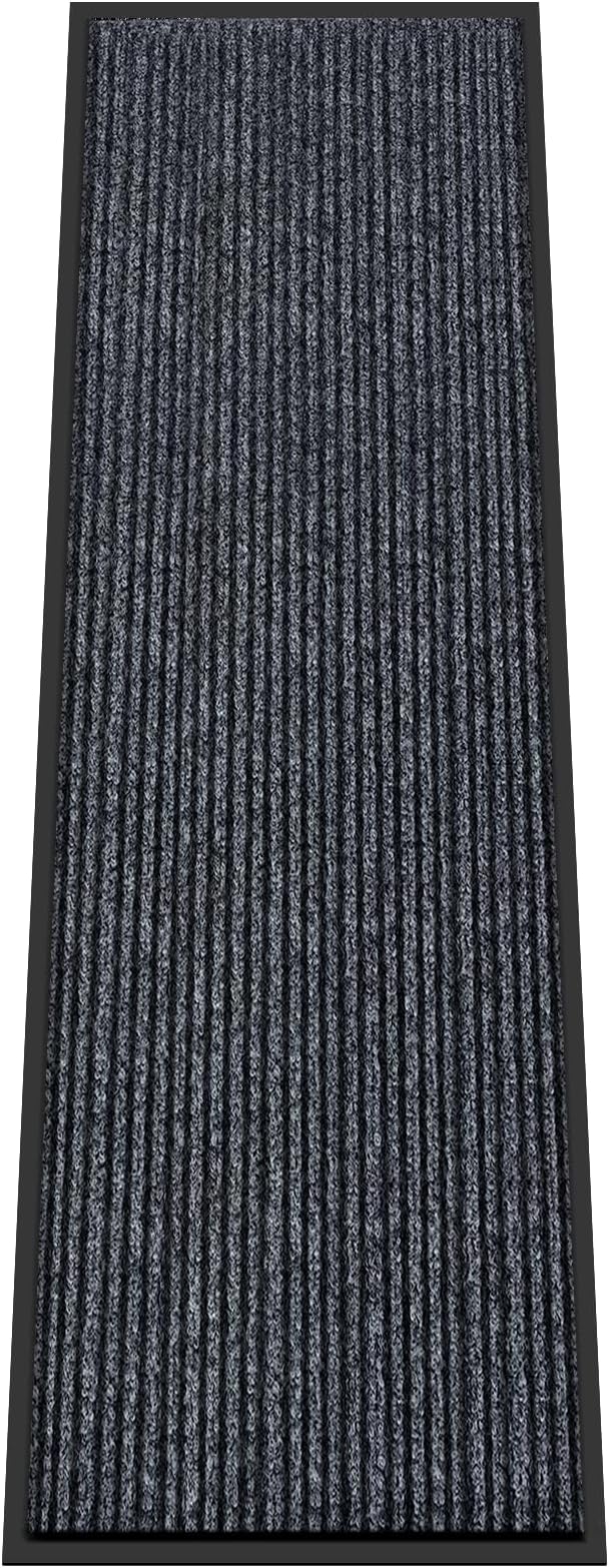 Kuyal Front Door Mat, 3'x10' Indoor Outdoor Entrance, Commercial Floor Inside Outside Entrance, Heavy Duty Durable Welcome Mat, Rubber Backing Non Slip Outdoor Mats for Entryway,Dark Gray