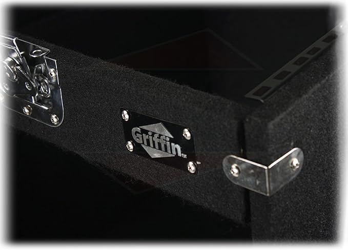 Griffin Rackmount Studio Mixer Flight Road Case (Ultimate-PROAudio) – 25U Mount Space Amp Cabinet Travel Trunk For Music Gear Recording Equipment – Portable DJ Sound Booth Carpet Rack Stand Cart