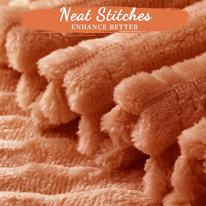 Buryeah 12 Pcs Flannel Throw Blanket Bulk 50 x 60 in Sleepover Blanket Outdoor Wedding Throw Lightweight, Oeko-tex Standard 100 Certified for Sofa Homeless Gifts (Terracotta)