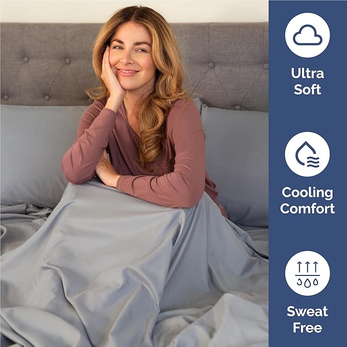 Twin XL 4 Piece Sheet Set - Cooling, Comfy & Breathable - Hotel Luxury Bedding, Includes Fitted Sheet for Women, Men, Kids & Teens - 1 Flat, 1 Fitted Sheet, 2 Pillowcases w/Deep Pockets - Steel Blue