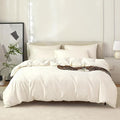 Duvet Cover Queen Size 100% Egyptian Cotton Duvet Cover Set,1600 Thread Count Feel Super Soft Comfortable Chic Lightweight 3 PCs Home Bedding Set (Cream White, 90''x90''