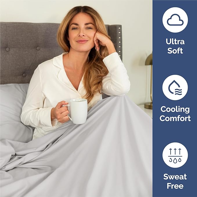 King 6 Piece Sheet Set - Cooling, Comfy & Breathable - Hotel Luxury Bedding, Includes Fitted Sheet for Women, Men, Kids & Teens - 1 Flat, 1 Fitted Sheet, 4 Pillowcases with Deep Pockets - French Grey