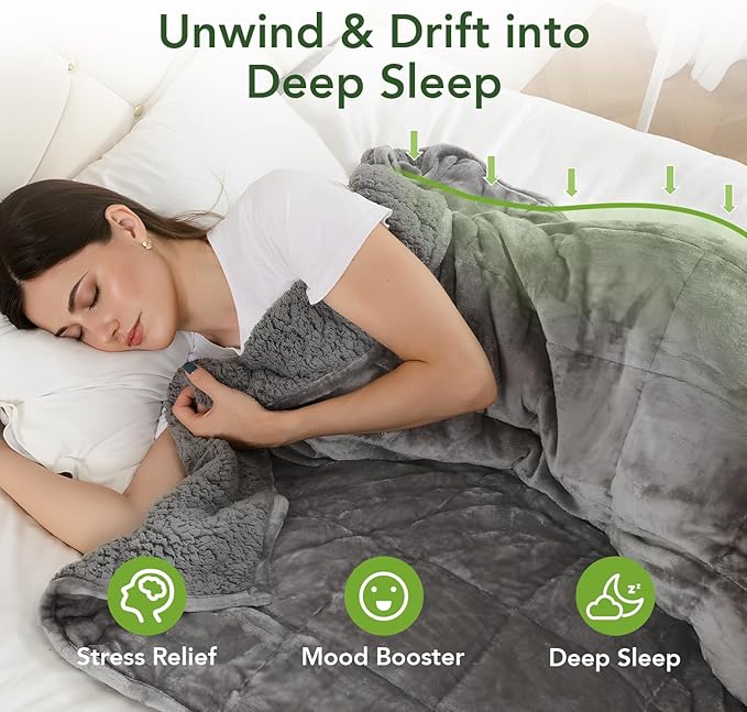 Sivio Sherpa Fleece Weighted Blanket for Adult 20 lbs Heavy Fuzzy Throw Blanket with Soft Plush Flannel, Reversible Full-Size Super Soft Extra Warm Cozy Fluffy Blanket, 60x80 Inches Dual Sided Grey