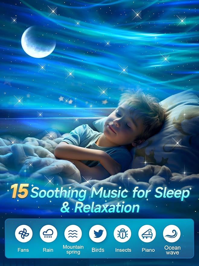 Northern Lights Projector,300+Lighting Modes Galaxy Projector for Bedroom,15 White Noise&Bluetooth Galaxy Projector for Bedroom,Remote+Timer Moon Star Projector Galaxy Light,Valentine's Day Gifts