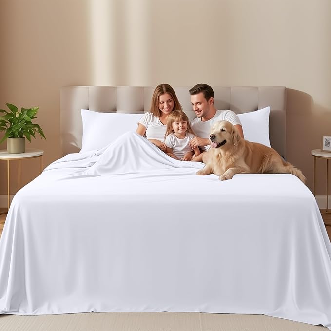 Utopia Bedding Queen Sheet Set 4 Piece Bed Sheets for Queen Size Bed, Hotel Luxury, Extra Soft, Cooling Bed Sheets - Wrinkle, and Fade Resistant (White)