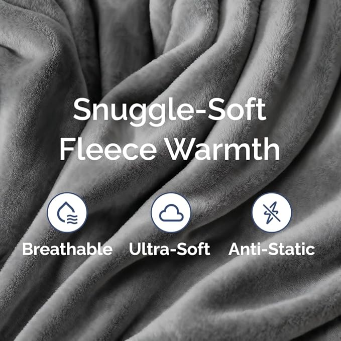 Ultra Soft Fleece Blanket Throw Size - Flannel Fleece Luxury Throw Blanket - Lightweight for Couch Bed Chair - Thick, Warm and Breathable - All Season Cozy Anti-Static Microplush Bedding, Dark Grey