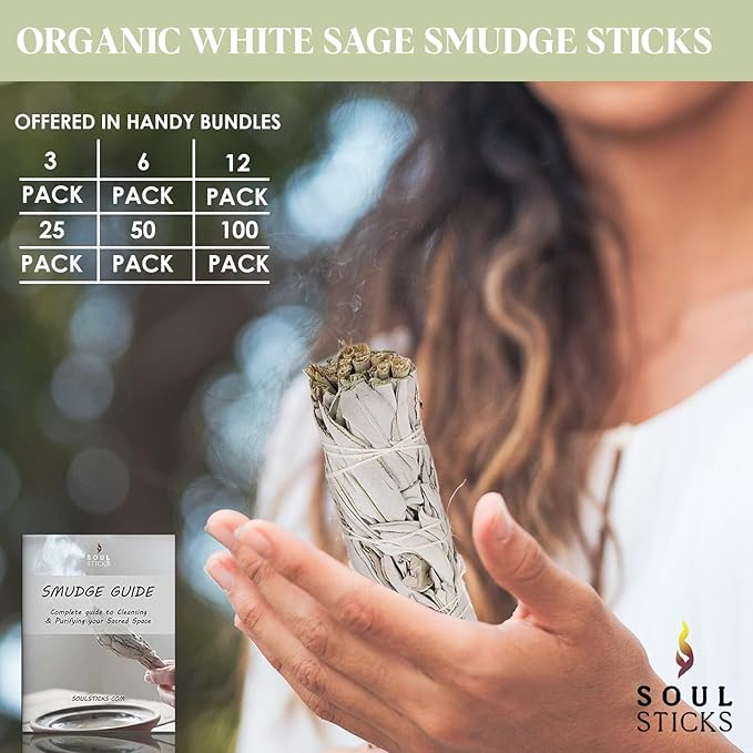 Ancient VEDA 9 Inch Big White Sage Smudge Sticks Bundle (3 Pack) Sage Sticks for Cleansing House, Stress Relief, Yoga | California Sage White Sage for Smudging and Negative Energy Cleanse