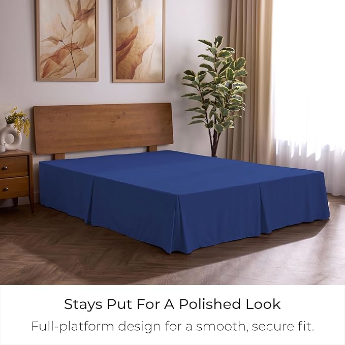 Mellanni Bed Skirt Full Size - Bed Skirting - 15-Inch Tailored Drop Pleated Dust Ruffle - Hotel Luxury Bedding - Wrinkle, Fade, Stain Resistant - 1 Bedskirt (Full, Royal Blue)