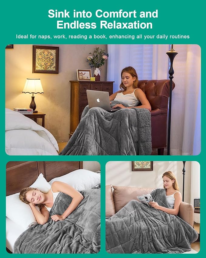 Super Fuzzy Soft Sherpa Fleece Weighted Blanket, 15 lbs Dual Sided Fluffy Heavy Weighted Blankets for Adults - No Bunching with Double Layers of Soft Inner Lining (60"x 80", 15 Pounds)
