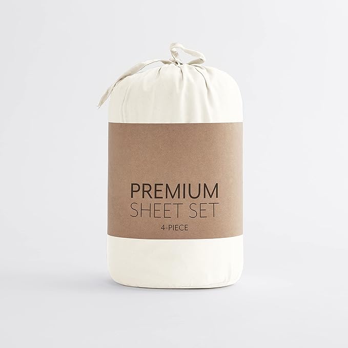 Linen Market Brushed Microfiber Full Sheet Set 4 Piece – Oeko-TEX Certified Ultra Soft & Wrinkle-Free - 16" Deep Pocket Sheets - Easy Care Full Size - Ivory