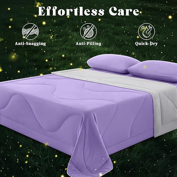 Cooling Comforter Queen Size, Double-Sided Cooling Blanket for Hot Sleepers & Night Sweats, Arc-Chill Q-Max > 0.4 Breathable Ice Blanket, Lightweight Cold Comforter (80''x90'', Purple)