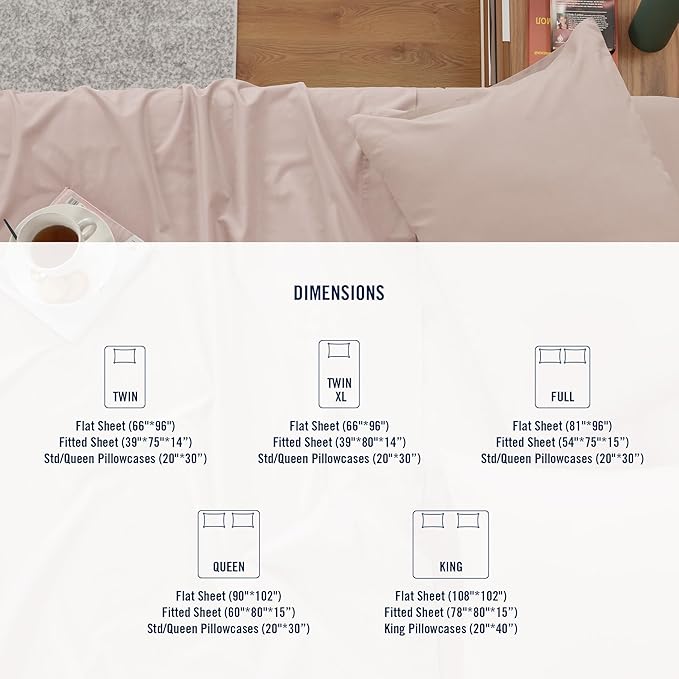 IZOD 100% Egyptian Cotton Sheets Set King Size, Cotton Percale Crisp Sheet Set 4Pc, Lightweight & Deep Pocket fits Upto 17", Long-Staple Soft Combed, Hotel Style Luxury Bedding Sheet - Blush Rose