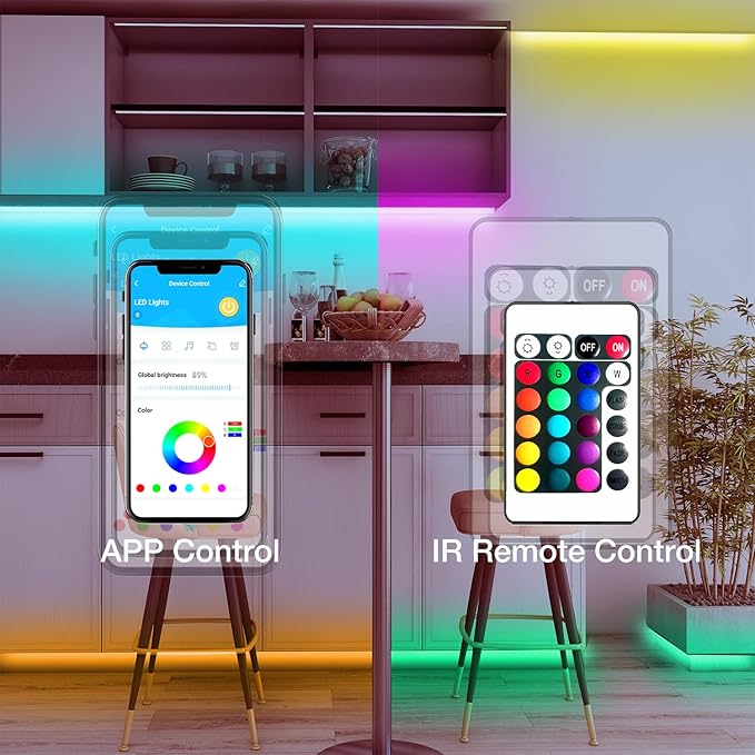 DAYBETTER Smart RGB Led Strip Lights, 50ft Led Lights for Bedroom with App Control, Multicolor Changing Led Light Strips Apply for Home Decor, Living Room, Kitchen, Home Party Decoration