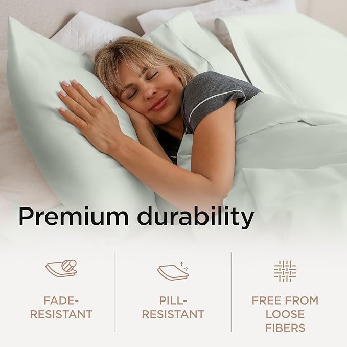 Threadmill Luxury Full Size Sheets for Full Size Mattress, 1200 Thread Count Supima Cotton Sheets for Full Mattress, 5-Star Hotel Quality 4 Piece Bed Sheets with Extra Deep Pocket, Seaglass