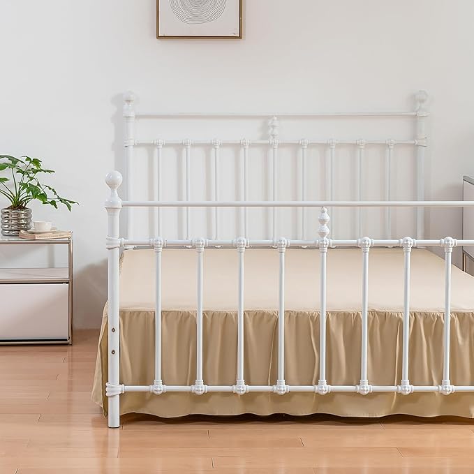 Bed Skirt, Full Size Ruffled Bed Skirt with Split Corners, 18 Inch Drop Dust Ruffle Bed Skirt with Platform, Full -18 Inch, Light Camel