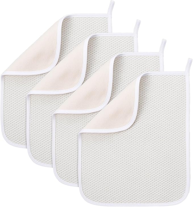 4PCS Exfoliating Wash Cloth, Exfoliating Cloth Nylon Cotton Loofah, Body Scrub Cloths for Men Women Clean