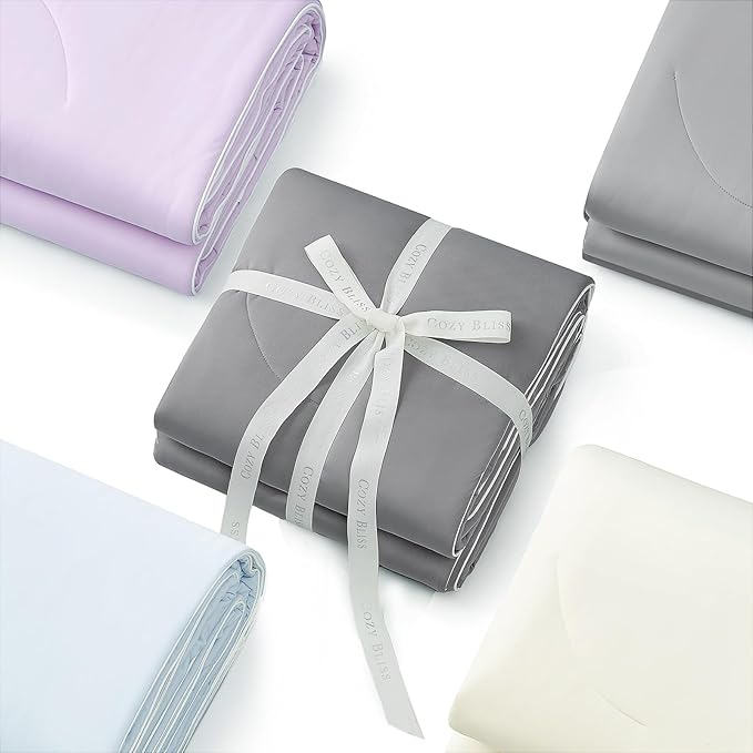 Cozy Bliss Cooling Comforter King Size Dual-Sided, Ultra-Soft Cooling Blankets for Hot Sleepers and Night Sweats, Breathable Lightweight Silky Smooth, Snow Ivory