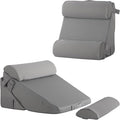 Bedluxe Adjustable 4pcs Bed Wedge Pillow Set, Memory Foam Wedge Pillows Post Surgery for Back, Neck, Leg Pain Relief, Pillow Wedge for Sleeping, Sitting up in Bed, Acid Reflux and GERD, Grey