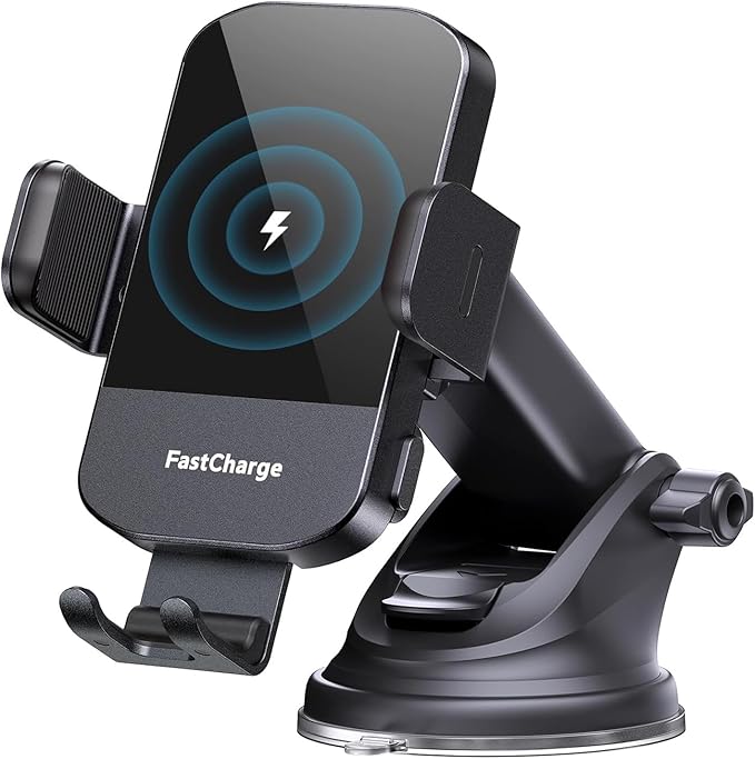 CHGeek 15W Fast Charging Auto Clamping Car Charger Phone Mount Phone Holder (Cranberry)