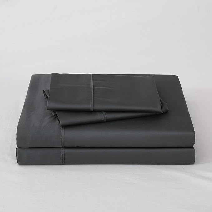 Linen World Cooling Bed Sheets Set Queen Size,100% Organically Grown Viscose Sheets,Deep Pocket Up to 16",4 Pieces Silky Soft,Breathable Bedding Sheets & Pillowcases(Shadow Grey,Queen)