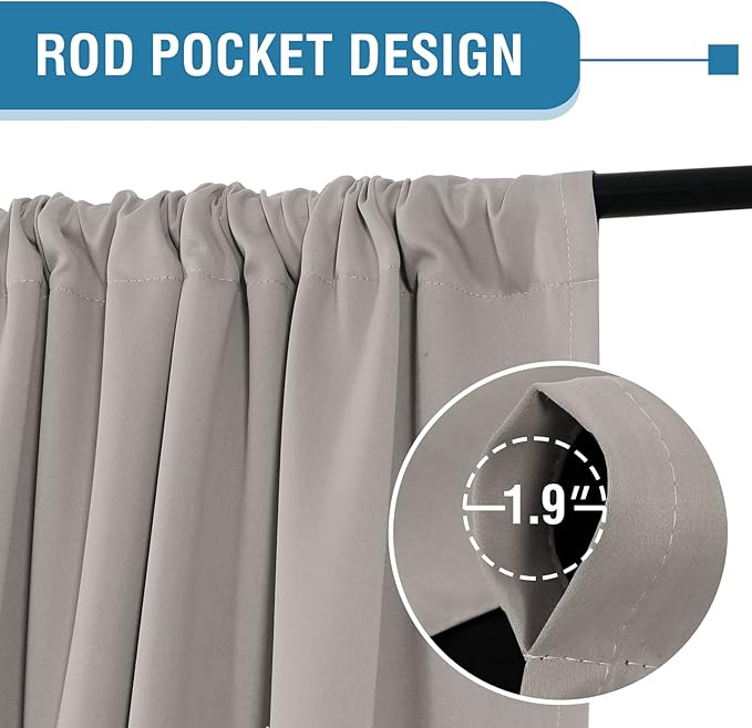 H.VERSAILTEX 100% Blackout Curtains for Bedroom Thermal Insulated Curtains & Drapes Blackout Curtains 54 Inches Long Rod Pocket Curtains for Living Room with Black Liner 2 Panels Set, Warm Taupe