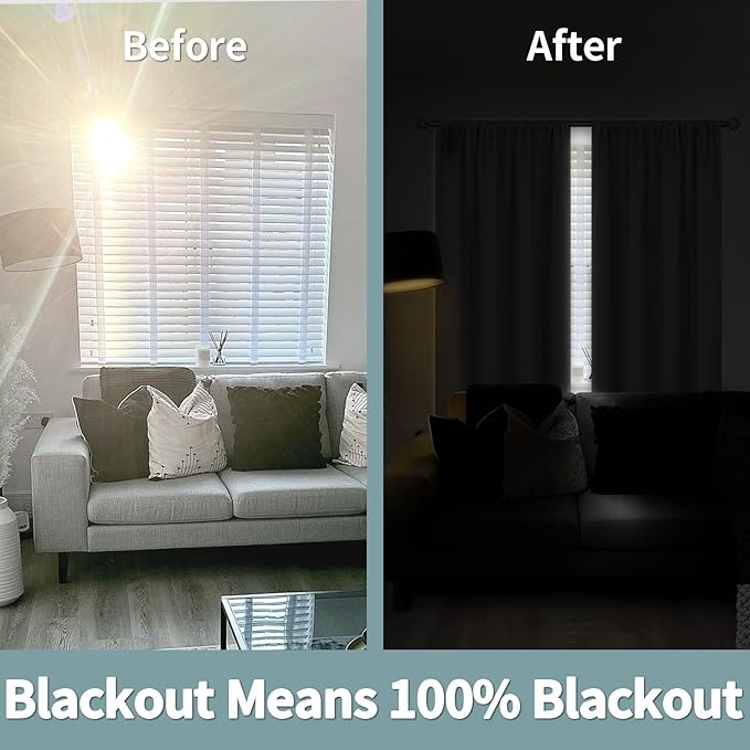 BGment 100% Blackout Curtains for Bedroom 72 Inch Length 2 Panels, Thermal Insulated Room Darkening Curtains Rod Pocket Soundproof Bedroom Living Room Window Curtains, Dove Grey, Each 42 Inch Wide