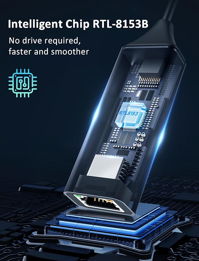 VIOY USB 3.0 to Ethernet Adapter, 10/100/1000Mbps RJ45 LAN Network Port, Drive Free USB A Ethernet Dongle Adapter for Nintendo Switch, Laptop, MacBook, Surface, PC, Windows, Linux