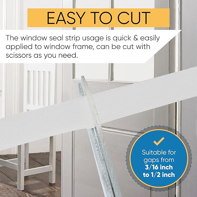 Adhesive V Shape Weatherstrip, Weather Stripping Door Seal Strip Foam Door Frame Insulation Side Jamb Bottom Groove Gap Filler Soundproof V Weatherstripping (White, 1/2 in x 1/2 in x 26 Ft)