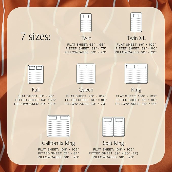 LuxClub 4 PC Sheet Set Bed Sheets Deep Pockets 16" Wrinkle Free Cooling Machine Washable Hotel Bedding Silky Soft - Striped-Autumn Orange California King