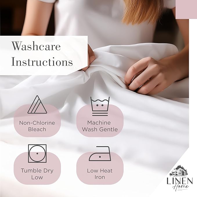 Linen Home 100% Cotton Printed Percale Sheets Queen Size, Deep Pocket, 4 Pieces Set - 1 Flat, 1 Deep Pocket Fitted Sheet and 2 Pillowcases, Crisp Cool and Strong Bed Linen, Mauve Silhouette Floral