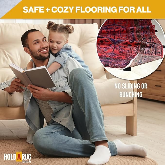 Hold-a-Rug Plush 2'6 x 14' Nonskid, Nonslip Rug Pad, Reversible Gripper, ¼ Thick, Safe for All Floors and Carpet, Keep Area Rugs Secure