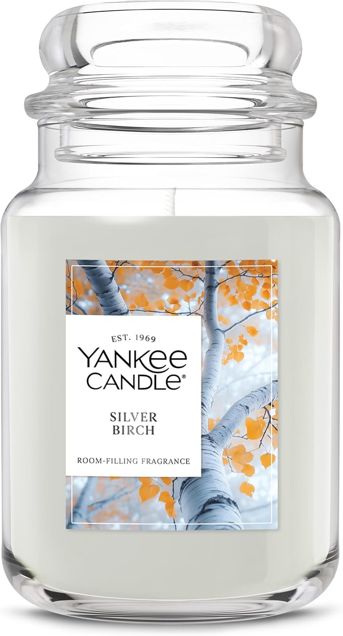 Yankee Candle, Silver Birch Fall Scented Candle, 22oz Large Jar with up to 150 Hour Burn Time