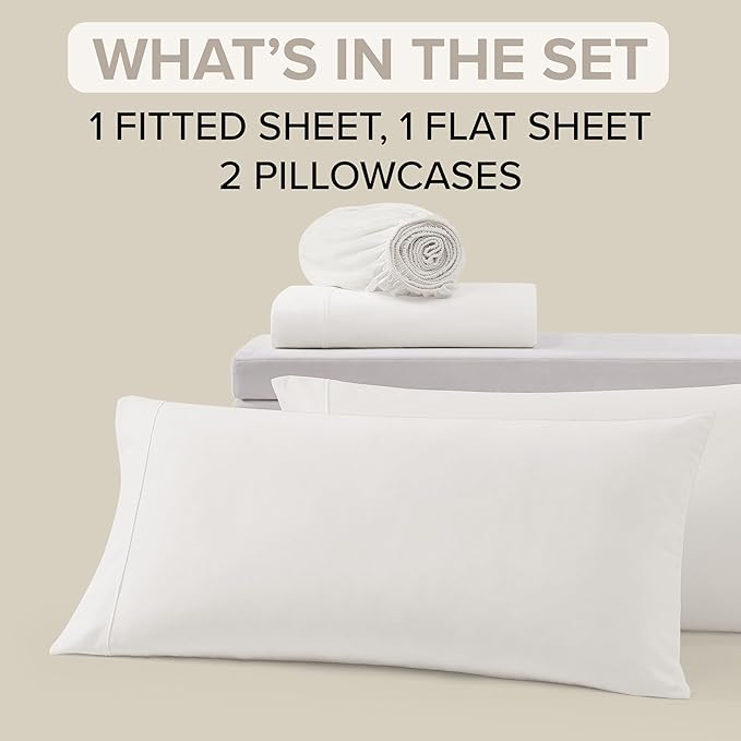 UGG Cali King Sheet Set 4-Piece Luxury Cooling Sheets Deep Pockets Premium Bedding with 2 Pillow Shams Machine Washable Soft Lightweight Bed Set for Bedroom, California King, White (Hedi)