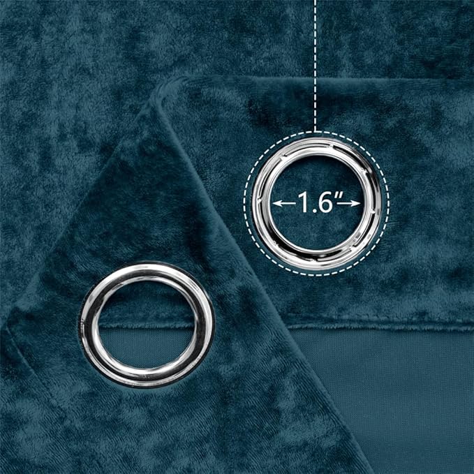 SMILETIME Tranquil Blue Crushed Velvet Curtains 52x90 inch Luxurious Thermal Insulated Soundproof Drapes for Living Room Bedroom Office Soft and Durable Light-Filtering Window Treatments, 2 Panels