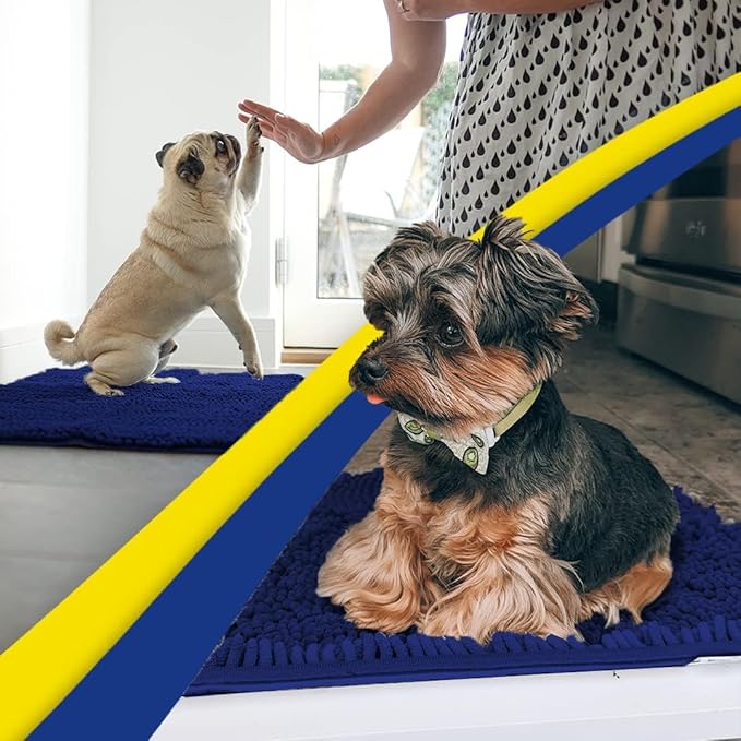 Muddy Mat® | Super Absorbent Door Mat Indoor, Microfiber Quick Dry Chenille Entryway Rug, Non-Slip Front Door Mat, Indoor Mats for Entryway, Machine Washable Pet Rug, Navy Blue 36"x120"