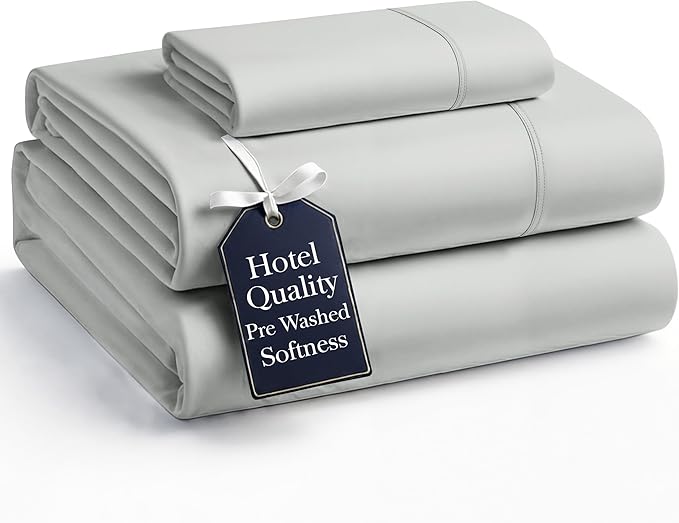 Casa Platino Twin Sheets, 3 Piece Set, Pre-Washed Ultra Soft & Breathable Twin Bed Sheets Set, Brushed Microfiber Sheets, Fade Resistant Bedding with Deep Pockets – Silver