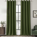 ChrisDowa 100% Blackout Olive Green Solid Curtains 96 Inches Long 2 Panels for Bedroom Living Room,Farmhouse Room Darkening Thermal Insulated Soundproof Grommet Top Window Treatment Drapes,52x96