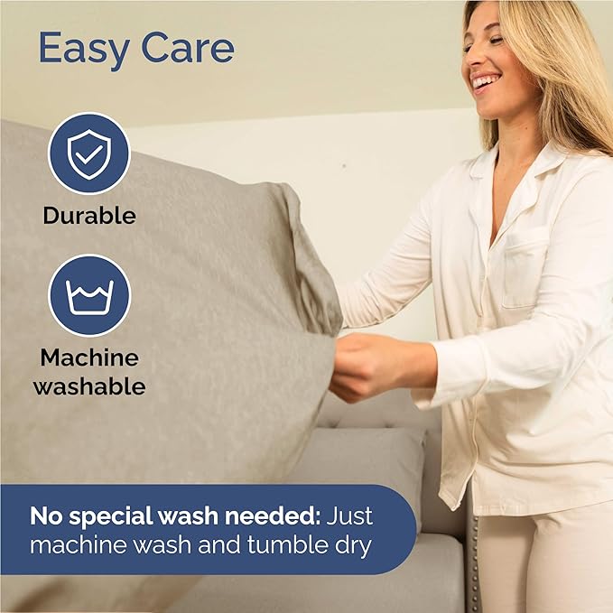 Full 6 Piece Sheet Set - Cooling & Breathable - Hotel Luxury Bedding, Includes Fitted Sheet for Women, Men, Kids & Teens - 1 Flat, 1 Fitted Sheet, 4 Pillowcases w/Deep Pockets - Heathered Beige