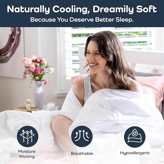Olive + Crate 100% Cooling Bamboo Comforter from Viscose - Oversized King Size - Hypoallergenic, Breathable & Moisture-Wicking Bedding - All Season Lightweight Plush Design - Organic Bamboo Comforter