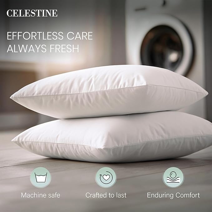 CELESTINE King Size Bed Pillows Set of 4 – Soft & Supportive Down Alternative Microfiber Filling, Plush White 36x20 Sleeping Pillows for Side and Back Sleepers, Breathable, Machine Washable