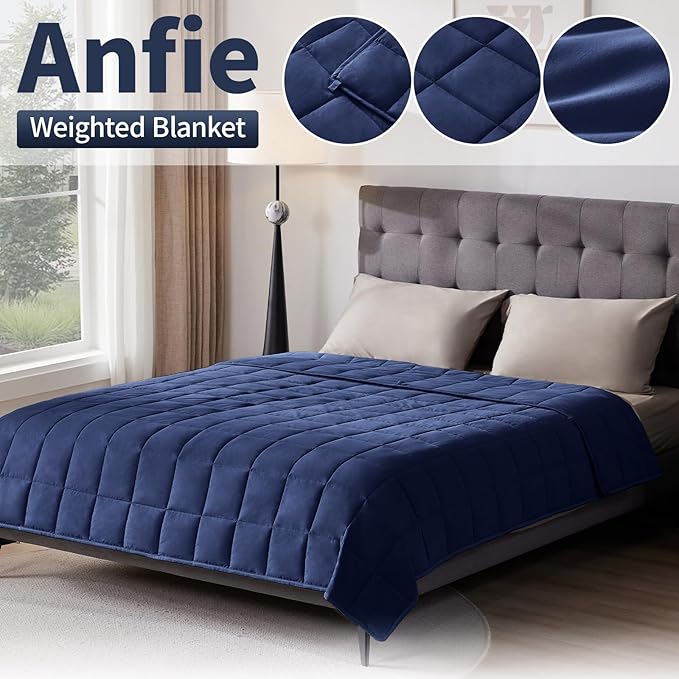Weighted Blanket Twin Size (48"x72" 10lbs),Ultra Soft and Cozy Cooling Weighted Blanket for Adult,Heavy Blanket with Machine Washable Soft Blanket, Blue