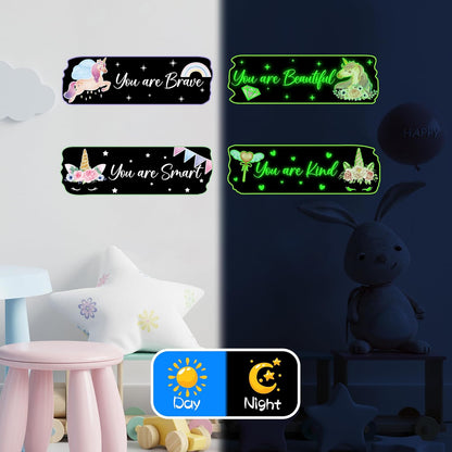 Glow in The Dark Stars Unicorn Wall Decals, Glowing Motivational Wall Art Inspirational Sticker, Peel and Stick Wall Decal for Girl's Room
